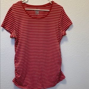 Pink and white striped Maternity T-shirt